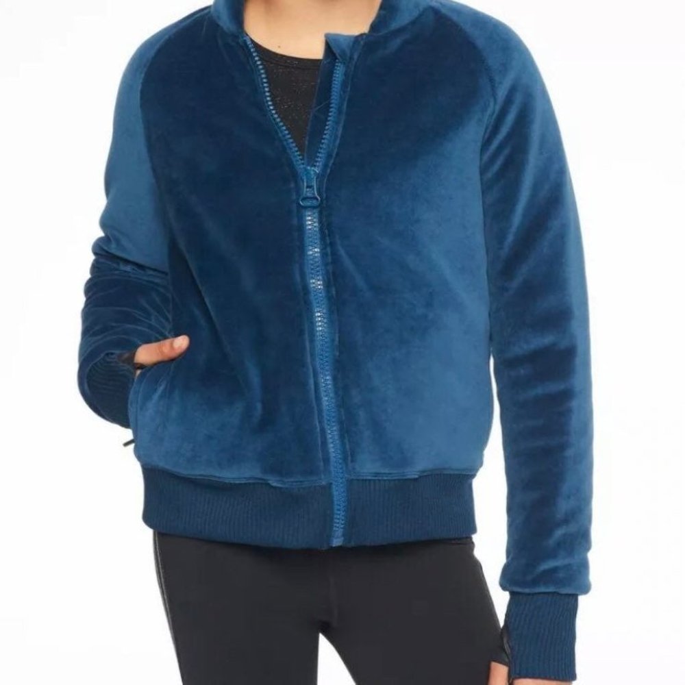 Athleta girl royal plush velour puffer jacket size large
